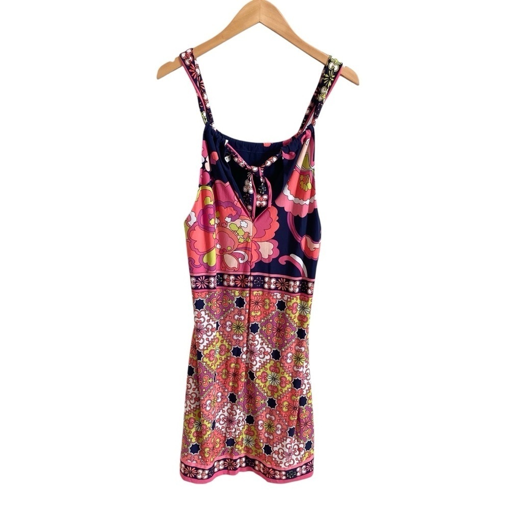Trina Turk Colorful Vacaciones Printed Halter Dress Size 8 Vacation Swing Dress - Picture 4 of 5